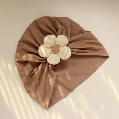 Conjunto flor de algodão – turbante + meias para bebé (0-12M)