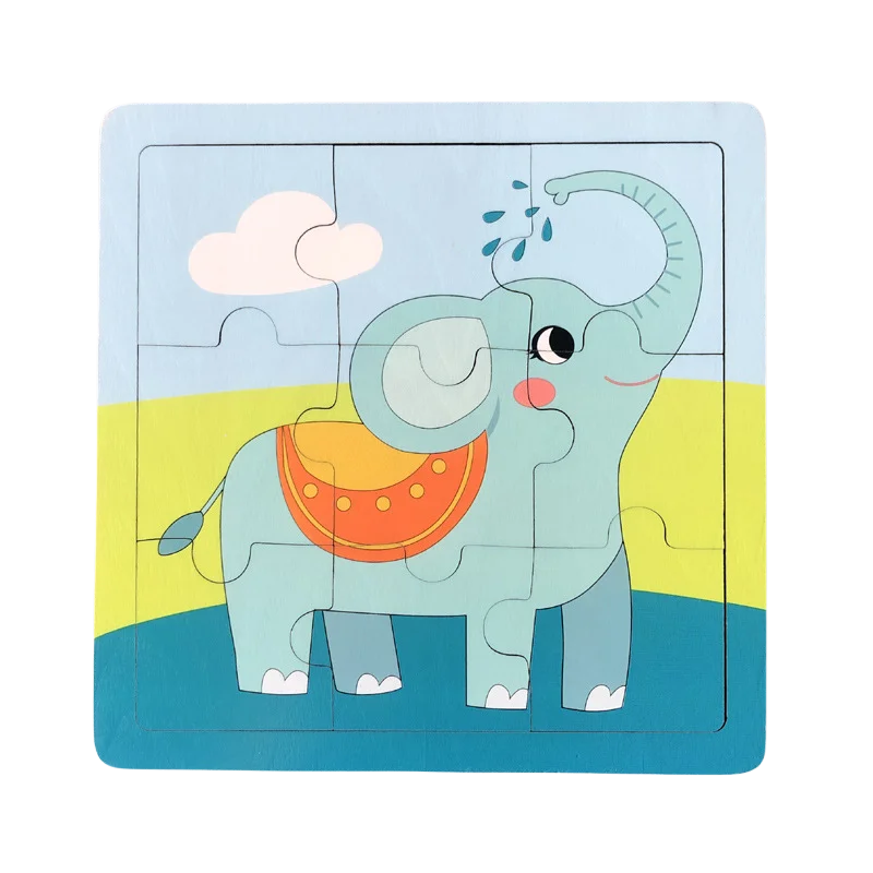 Puzzle de madeira 9 peças – Animais adoráveis para primeiras aprendizagens