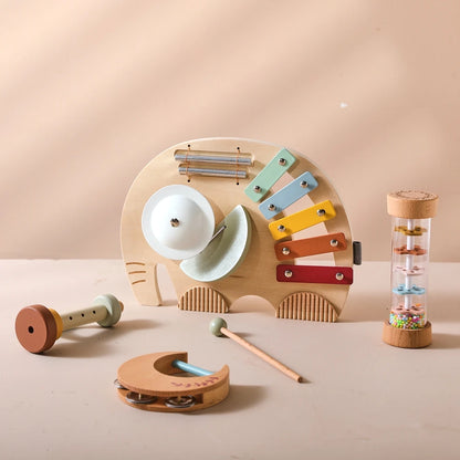 Instrumentos musicais em madeira - kit Montessori sensorial e educativo
