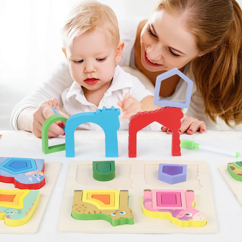 Puzzle de formas e animais – Encaixa, empilha e aprende com diversão!