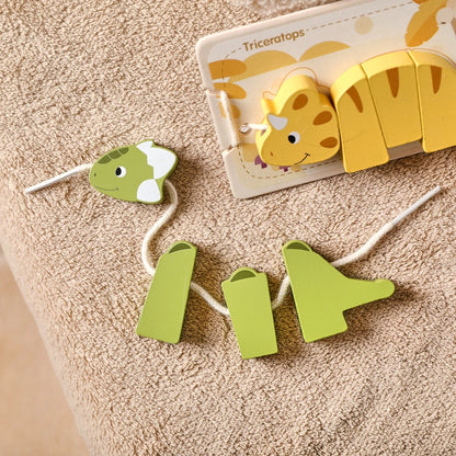 Puzzle de dinossauro em madeira – blocos 3D para encaixar e empilhar